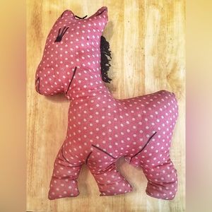Vintage Printed Fabric Homemade Stuffed Horse Pillow (1940s)